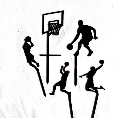5 gab. Cake Toppers Basketbols Daudz laimes dzimšanas dienā Kāzu Akrila Tortes Karogi Baby Shower Decor Kūkas cepšanai DIY Party piederumi