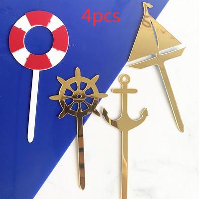 5 gab. Cake Toppers Basketbols Daudz laimes dzimšanas dienā Kāzu Akrila Tortes Karogi Baby Shower Decor Kūkas cepšanai DIY Party piederumi