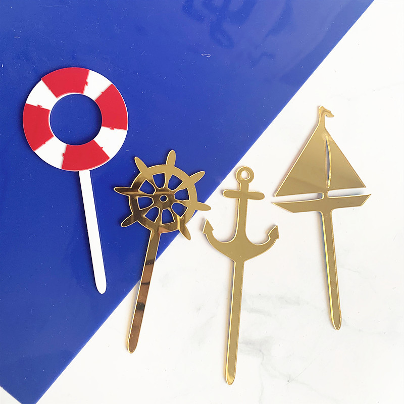 5 gab. Cake Toppers Basketbols Daudz laimes dzimšanas dienā Kāzu Akrila Tortes Karogi Baby Shower Decor Kūkas cepšanai DIY Party piederumi