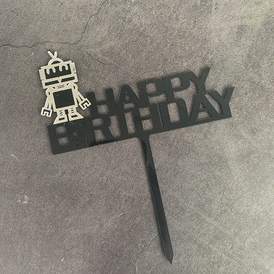 Noul Robot acrilic La mulți ani pentru tort, unelte mecanice, pentru petrecere de aniversare pentru copii, pentru decorarea desertului pentru Baby Shower