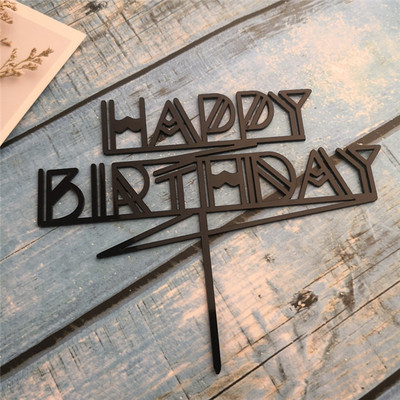 Topper pentru tort de la mulți ani de lună nouă, acrilic, auriu, negru, pentru petrecere de aniversare, pentru decorarea desertului pentru tort