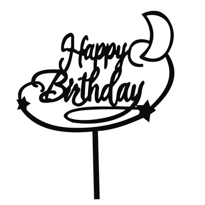 Topper pentru tort de la mulți ani de lună nouă, acrilic, auriu, negru, pentru petrecere de aniversare, pentru decorarea desertului pentru tort