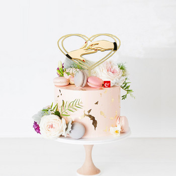 Романтична сватбена тема Торта за торта Диамантен пръстен Сватбено парти Знамена за торта Цветен печат Годежен/Изповед Торта Десерт Украса