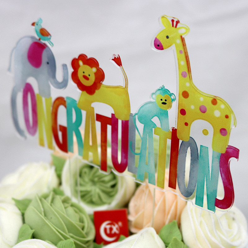 Jauka multfilma, dzīvnieks, dzimšanas dienas kūku pildītājs mērkaķis lauva zilonis Daudz laimes dzimšanas dienā kūku pildītāji bērnu svētku ballīte akrila kūka rotā