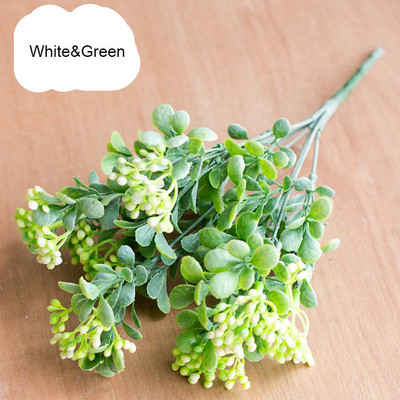 7 Zari zaļi mākslīgo ogu ziedu pušķi mākslīgie augļaugi mini lapa āra viesistabas kāzu dekorēšana