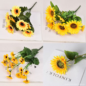 Saulespuķu ziedu pušķis Mākslīgie ziedi Margrietiņas Kāzu Augu Aksesuāri Telpas Mājas Iekārtojums Ziemassvētku balle Dekorācijas Dāvana