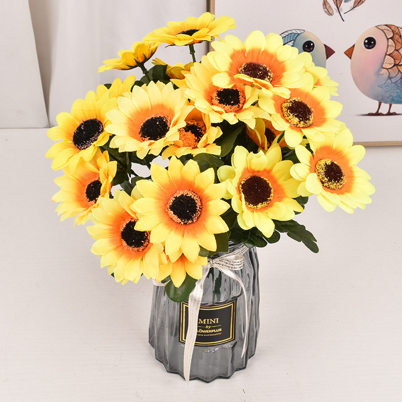 Saulespuķu ziedu pušķis Mākslīgie ziedi Margrietiņas Kāzu Augu Aksesuāri Telpas Mājas Iekārtojums Ziemassvētku balle Dekorācijas Dāvana