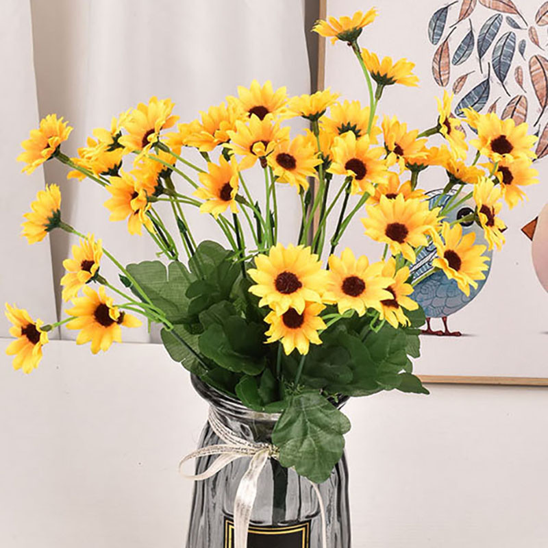 Saulespuķu ziedu pušķis Mākslīgie ziedi Margrietiņas Kāzu Augu Aksesuāri Telpas Mājas Iekārtojums Ziemassvētku balle Dekorācijas Dāvana