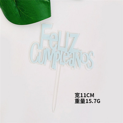 Rózsaszín arany akril születésnapi tortafedő hatszögű spanyol nyelvű tortafeltétek Desszertdísz Születésnapi buli-sütési kellékek