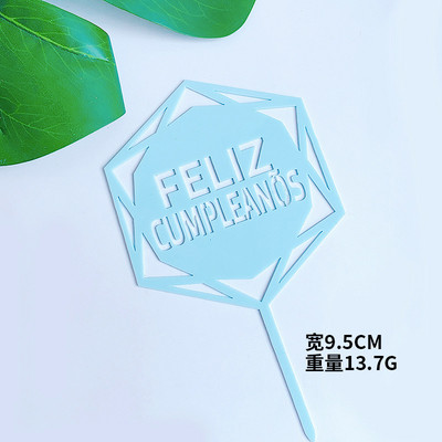 Rózsaszín arany akril születésnapi tortafedő hatszögű spanyol nyelvű tortafeltétek Desszertdísz Születésnapi buli-sütési kellékek