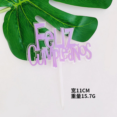 Rózsaszín arany akril születésnapi tortafedő hatszögű spanyol nyelvű tortafeltétek Desszertdísz Születésnapi buli-sütési kellékek