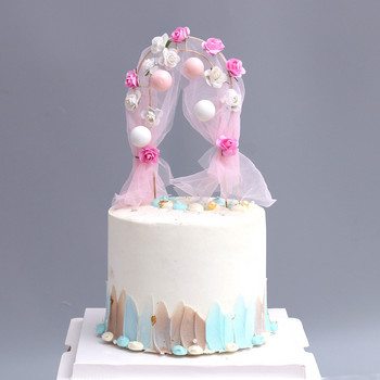 Μοναδικά λουλούδια Γαμήλια τούρτα τούρτα πάρτι γενεθλίων ψημένη τούρτα με ένθετη σημαία σιφόν γάμος τούρτα στολισμό γενεθλίων