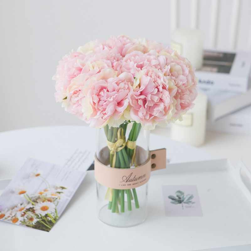 5db bazsarózsa műselyem virág váza otthoni dekorációhoz karácsonyi esküvői menyasszonyi csokor Minőségi hamis növények nappali