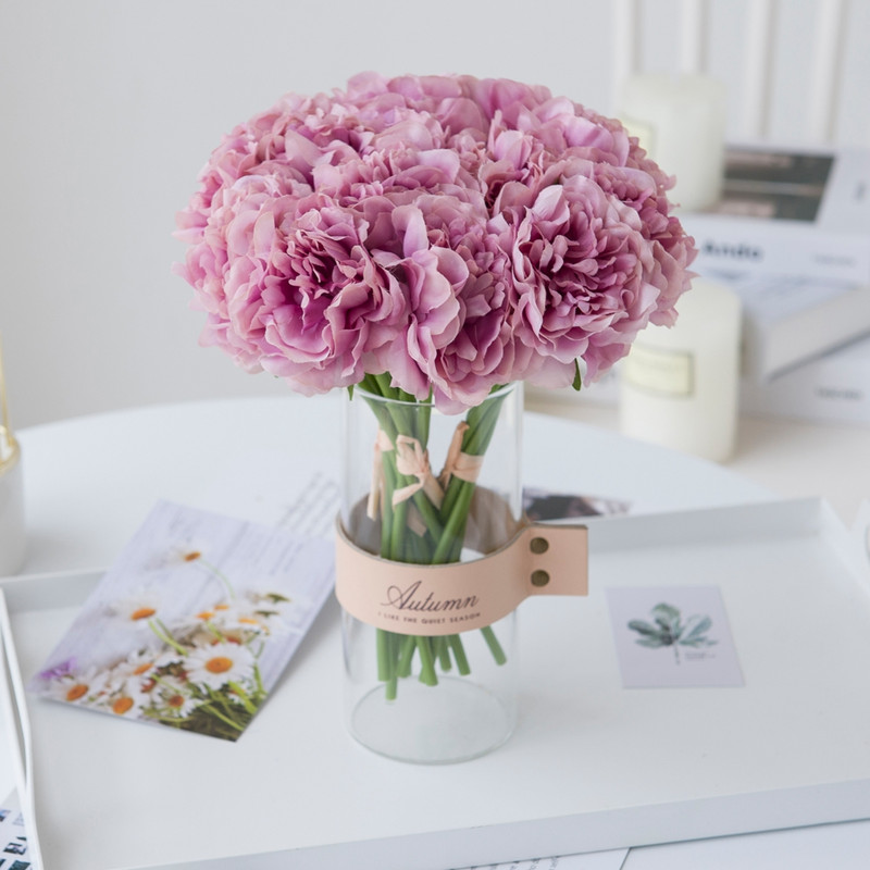 5db bazsarózsa műselyem virág váza otthoni dekorációhoz karácsonyi esküvői menyasszonyi csokor Minőségi hamis növények nappali