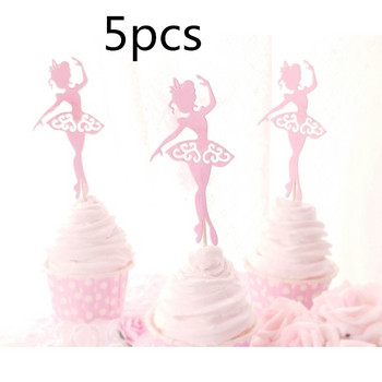5 τμχ Χαριτωμένο ξωτικό κορίτσι μπαλαρίνα Φούστα Tutus Φόρεμα Τούρτα Topper Party Cupcake Σημαίες/Τούρτα γενεθλίων με σημαία γάμου Διακόσμηση ψησίματος