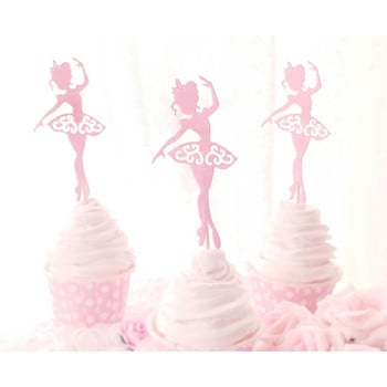 5 τμχ Χαριτωμένο ξωτικό κορίτσι μπαλαρίνα Φούστα Tutus Φόρεμα Τούρτα Topper Party Cupcake Σημαίες/Τούρτα γενεθλίων με σημαία γάμου Διακόσμηση ψησίματος