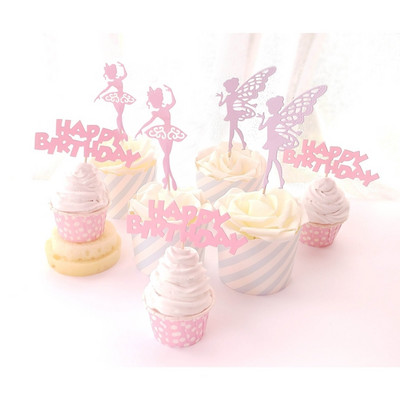 5 gab Jauka elfu meitene Balerīna Svārki Tutus Kleita Kūka Topper Ballīte Cupcake Karogi/Dzimšanas dienas torte ar karogu kāzu cepšana Rotā