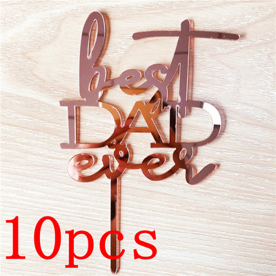10 τμχ Happy Mothers' Day Cake Topper Χρυσό Ακρυλικό κάλυμμα για τη γιορτή του πατέρα για τη μαμά και τον μπαμπά Διακόσμηση τούρτας για πάρτι για τα γενέθλια
