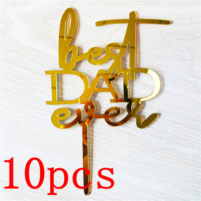 10 τμχ Happy Mothers' Day Cake Topper Χρυσό Ακρυλικό κάλυμμα για τη γιορτή του πατέρα για τη μαμά και τον μπαμπά Διακόσμηση τούρτας για πάρτι για τα γενέθλια
