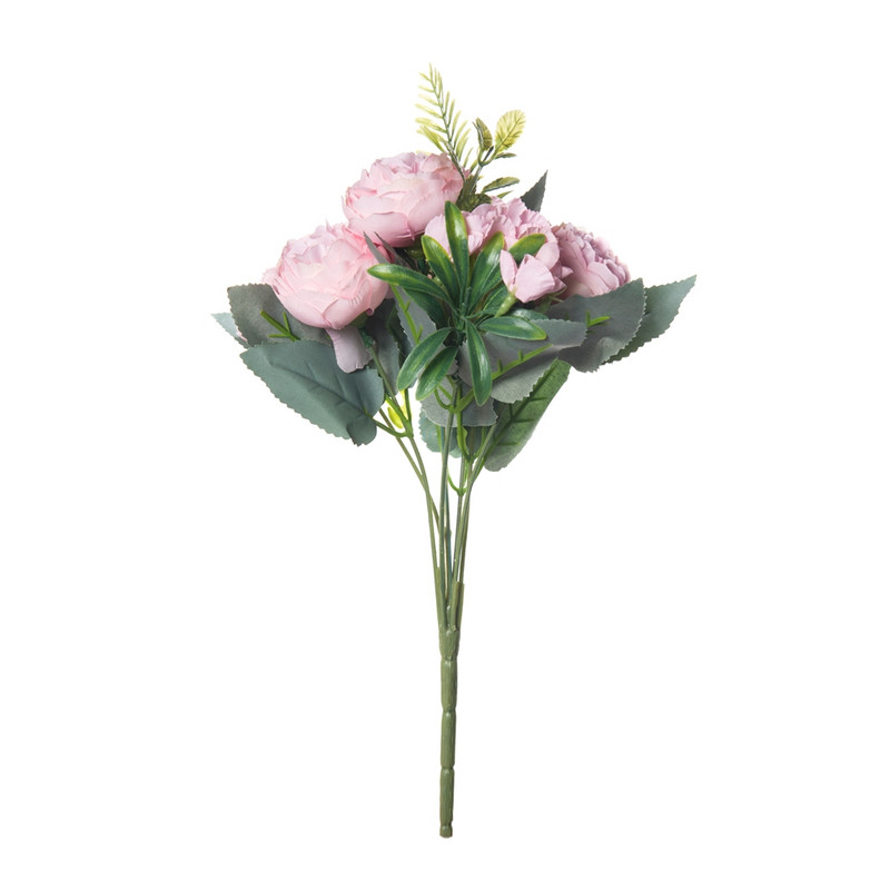 Művirág Vázák otthoni dekorációhoz Selyem Rózsa Bazsarózsa Mária menyasszonyi csokor Hamis növények Karácsonyi Esküvői Dekoratív Koszorú