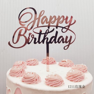 Topper acrilic pentru tort La mulți ani, concise, auriu, pentru petrecere de aniversare, pentru copii, cadou de sărbători, desert, decorare pentru Baby Shower