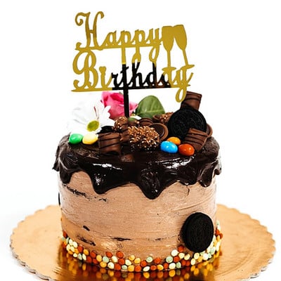 Topper acrilic pentru tort La mulți ani, concise, auriu, pentru petrecere de aniversare, pentru copii, cadou de sărbători, desert, decorare pentru Baby Shower