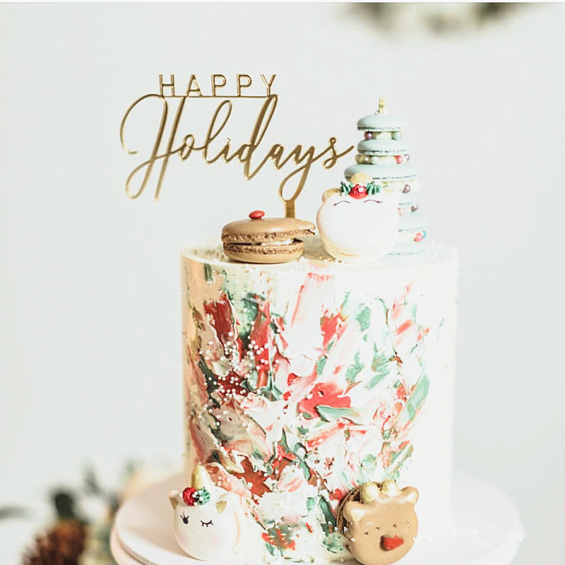 Topper acrilic pentru tort La mulți ani, concise, auriu, pentru petrecere de aniversare, pentru copii, cadou de sărbători, desert, decorare pentru Baby Shower