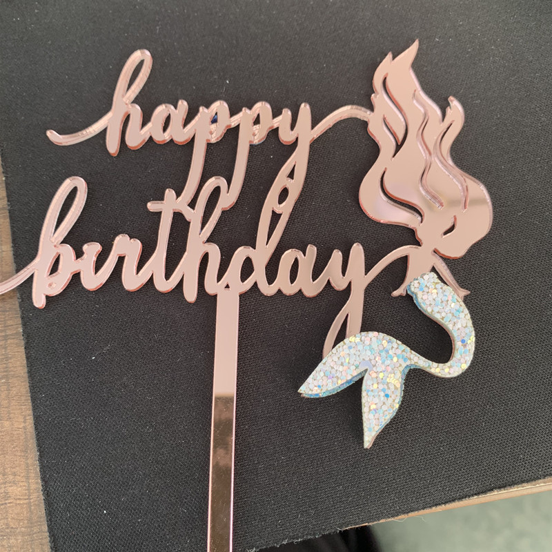 1 buc. Nou Sirenă Cake Topper Acrilic nuntă Tort La mulți ani Steaguri pentru Baby Shower Tort Drape Decorare Tort personalizat