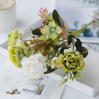 Umjetno cvijeće Veleprodaja Božićni ukrasi Vaze za dom Vjenčanje Ukrasne biljke Svileni božur DIY Ukrasne posude za cvijeće