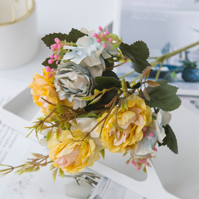 Umjetno cvijeće Veleprodaja Božićni ukrasi Vaze za dom Vjenčanje Ukrasne biljke Svileni božur DIY Ukrasne posude za cvijeće