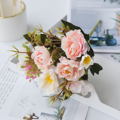 Umjetno cvijeće Veleprodaja Božićni ukrasi Vaze za dom Vjenčanje Ukrasne biljke Svileni božur DIY Ukrasne posude za cvijeće