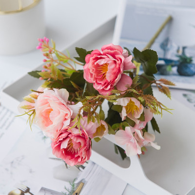 Umjetno cvijeće Veleprodaja Božićni ukrasi Vaze za dom Vjenčanje Ukrasne biljke Svileni božur DIY Ukrasne posude za cvijeće