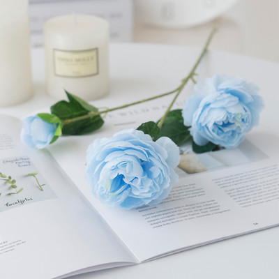 3 pead Kunstlilled Siidpojeng Jõulukaunistused Vaasid Koduaksessuaaridele Pulmadekoratiivsed Lilled Pruudikimp