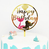 ins Mermaid Happy Birthday Cake Topper Golden Boy Girl Akrila dzimšanas dienas ballītes kūku pildītāji bērniem Kūkas dekorēšana Baby shower