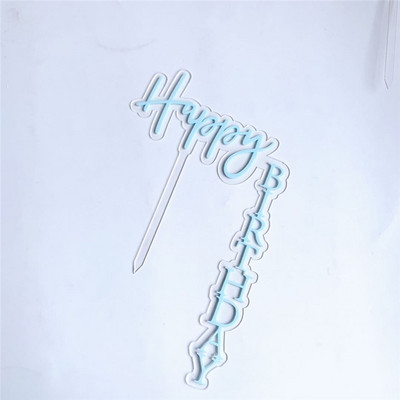 INS Happy Birthday Cake Topper Ροζ χρυσό ακρυλικό κάλυμμα για τούρτες για παιδιά Διακοσμήσεις κέικ πάρτι γενεθλίων με σημαία Δώρα για ντους μωρών