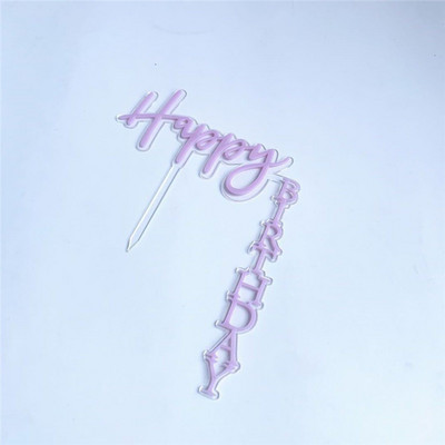 INS Happy Birthday Cake Topper Ροζ χρυσό ακρυλικό κάλυμμα για τούρτες για παιδιά Διακοσμήσεις κέικ πάρτι γενεθλίων με σημαία Δώρα για ντους μωρών