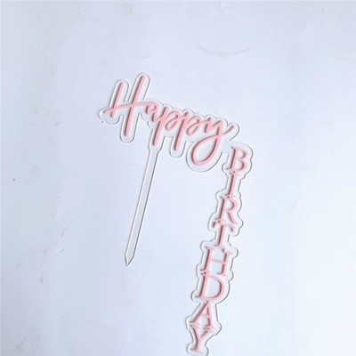 INS Happy Birthday Cake Topper Ροζ χρυσό ακρυλικό κάλυμμα για τούρτες για παιδιά Διακοσμήσεις κέικ πάρτι γενεθλίων με σημαία Δώρα για ντους μωρών