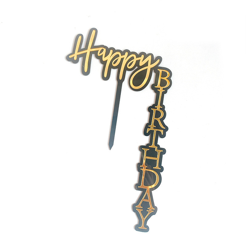 INS Happy Birthday Cake Topper Ροζ χρυσό ακρυλικό κάλυμμα για τούρτες για παιδιά Διακοσμήσεις κέικ πάρτι γενεθλίων με σημαία Δώρα για ντους μωρών