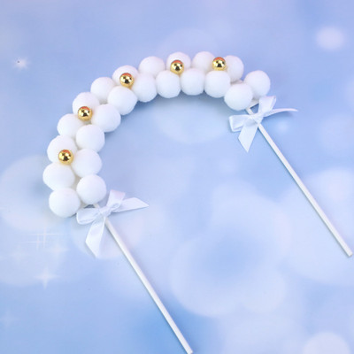 Szép pompon rózsaszín, kék íves esküvői torta teteje Boldog születésnapi parti torta felső zászlók Esküvői/babazuhany torta felső díszítése