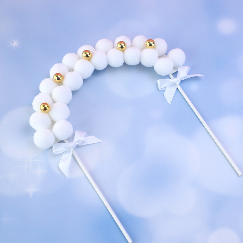 Szép pompon rózsaszín, kék íves esküvői torta teteje Boldog születésnapi parti torta felső zászlók Esküvői/babazuhany torta felső díszítése