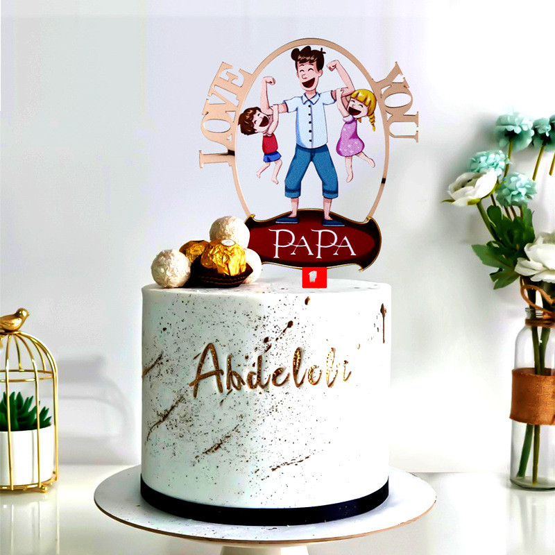Multifilm Isadepäeva sünnipäevatort Kuldne Ma armastan sind Papa Sünnipäevapeo Tordikatted Akrüül Magustoidukaunistus Peokink