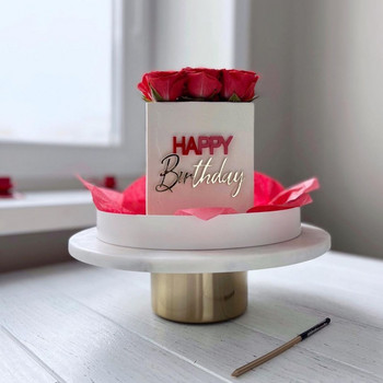 Нов страничен акрилен топер за торта Честит рожден ден Комбинирано червено злато Детско парти Топер за кексчета за подарък за бебешко парти Десерт Декорация