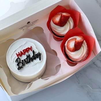 Нов страничен акрилен топер за торта Честит рожден ден Комбинирано червено злато Детско парти Топер за кексчета за подарък за бебешко парти Десерт Декорация