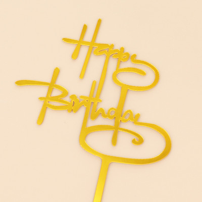 Új oldalsó akril Boldog születésnapot tortafeltét Piros arany kombó Kids Party Cupcake Toppers babazuhanyhoz Ajándék desszert dekoráció