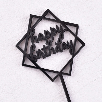 Új oldalsó akril Boldog születésnapot tortafeltét Piros arany kombó Kids Party Cupcake Toppers babazuhanyhoz Ajándék desszert dekoráció