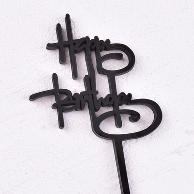 Új oldalsó akril Boldog születésnapot tortafeltét Piros arany kombó Kids Party Cupcake Toppers babazuhanyhoz Ajándék desszert dekoráció