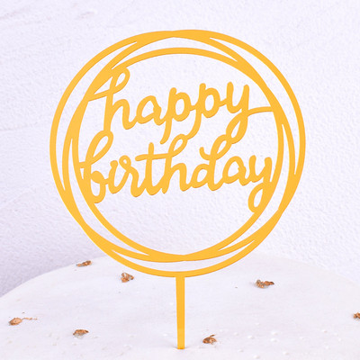 Új oldalsó akril Boldog születésnapot tortafeltét Piros arany kombó Kids Party Cupcake Toppers babazuhanyhoz Ajándék desszert dekoráció