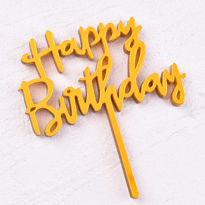 Új oldalsó akril Boldog születésnapot tortafeltét Piros arany kombó Kids Party Cupcake Toppers babazuhanyhoz Ajándék desszert dekoráció