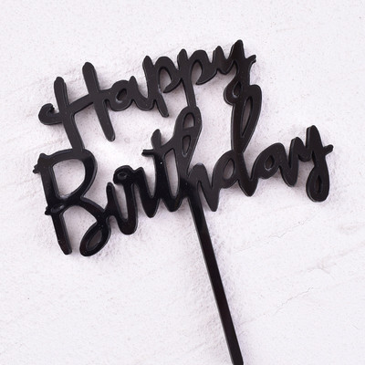 Új oldalsó akril Boldog születésnapot tortafeltét Piros arany kombó Kids Party Cupcake Toppers babazuhanyhoz Ajándék desszert dekoráció