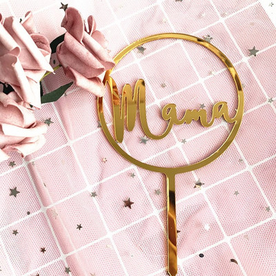 1 τμχ Νέο Cake Topper Glitter Ακρυλικό Mom Cupcake Topper Flags για τη γιορτή της μητέρας Γενέθλια Baby Shower Cake Decorations Supplies